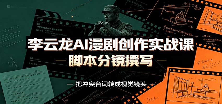 李云龙AI漫剧创作实战课：角色人设还原，脚本分镜撰写，AI漫剧成片完整制作教学-藏宝阁