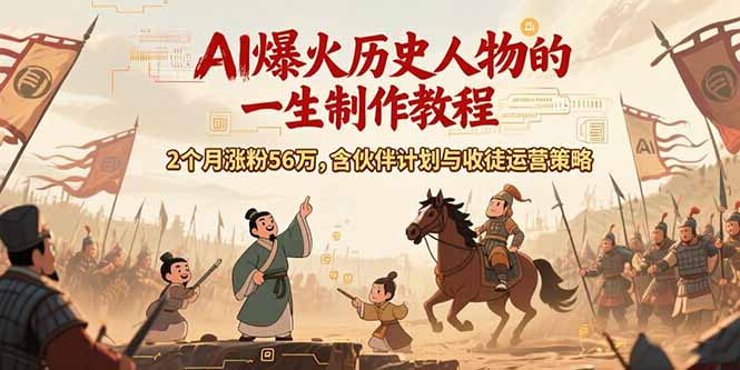AI历史人物赛道课程，2个月涨粉56万，含伙伴计划与收徒运营策略-藏宝阁