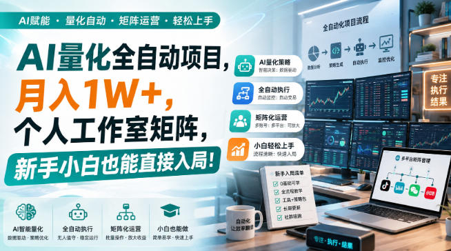 AI量化全自动项目，月入1W+，个人工作室矩阵，新手小白也能直接入局！【揭秘】-藏宝阁