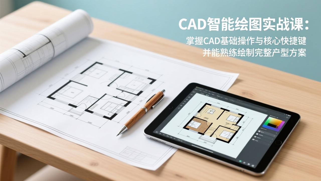 CAD智能绘图实战课：掌握CAD基础操作与核心快捷键，并能熟练绘制完整户型方案-藏宝阁