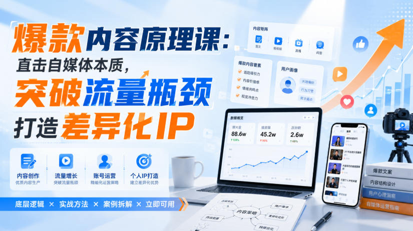 爆款内容原理课：直击自媒体本质，突破流量瓶颈打造差异化IP-藏宝阁