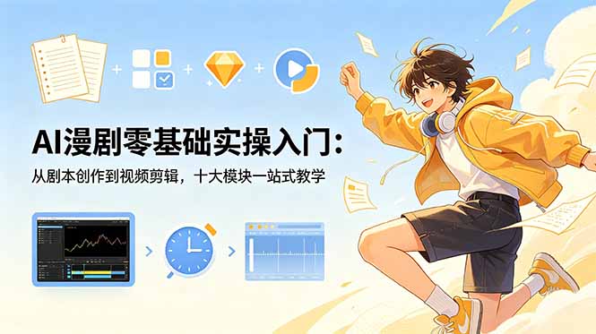 AI漫剧零基础实操入门：从剧本创作到视频剪辑，十大模块一站式教学-藏宝阁