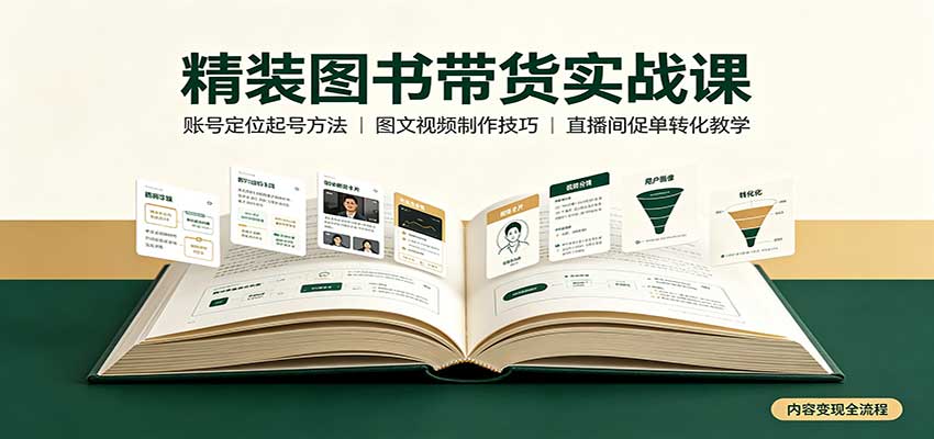 精装图书带货实战课：账号定位起号方法，图文视频制作，促单转化教学-藏宝阁