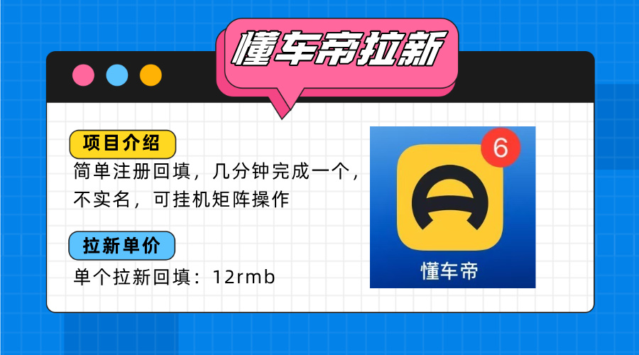懂车帝邪修拉新玩法，简单注册回填，不sm，单个拉新12rmb，轻松日入200+-藏宝阁