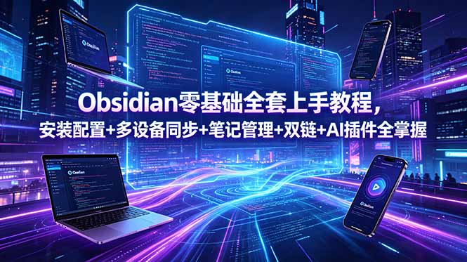 Obsidian零基础全套上手教程，安装配置+多设备同步+笔记管理+双链+AI插件全掌握-藏宝阁