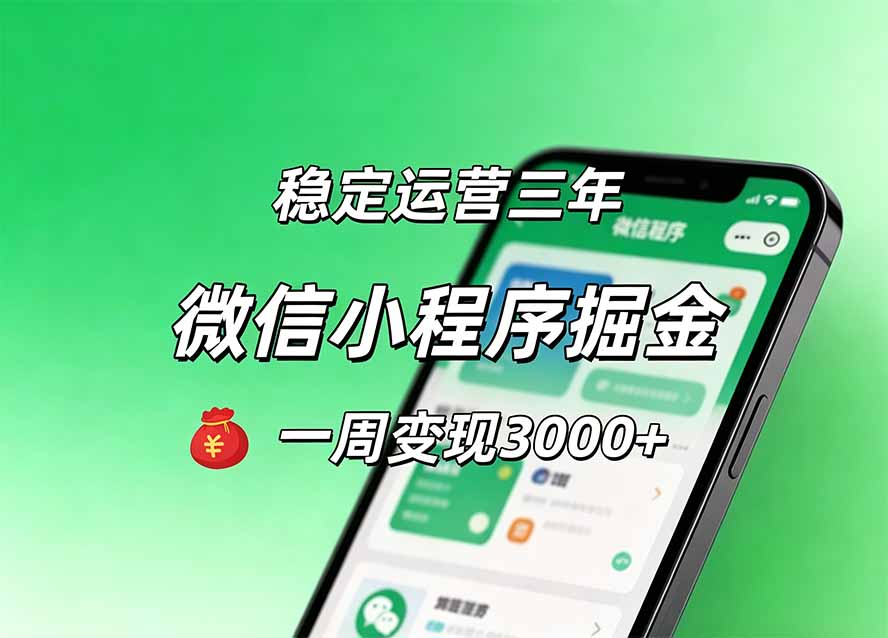 月收益稳定1W+的微信小程序，前期积累客户，后期躺平养老，小白轻松上手-藏宝阁