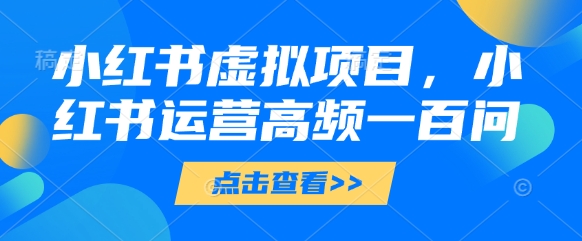 小红书虚拟项目，小红书运营高频一百问【文档】-藏宝阁