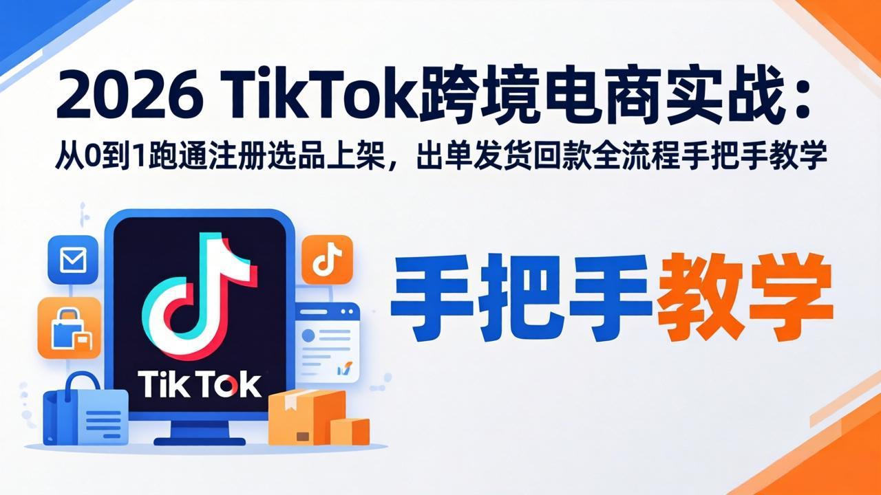 2026TikTok跨境电商实战：从0到1跑通注册选品上架，出单发货回款全流程手把手教学-藏宝阁