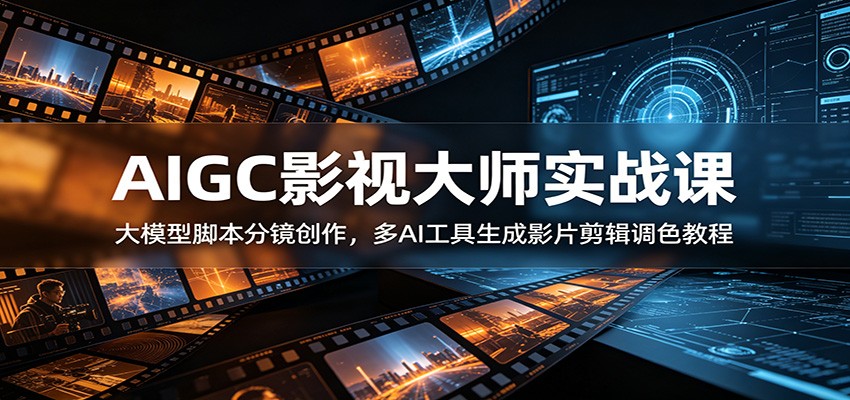 AIGC影视大师实战课：大模型脚本分镜创作，多AI工具生成影片剪辑调色教程-藏宝阁