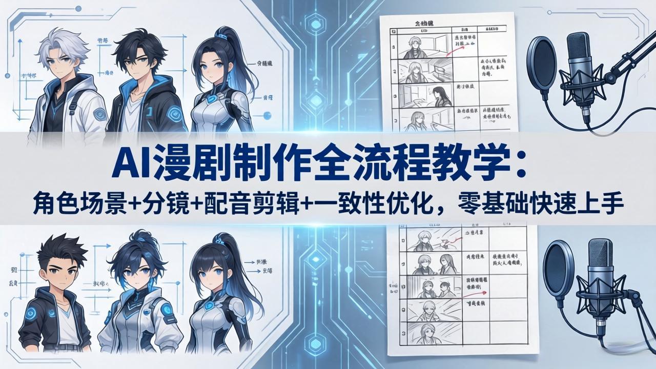 AI漫剧制作全流程教学：角色场景+分镜+配音剪辑+一致性优化，零基础快速上手-藏宝阁