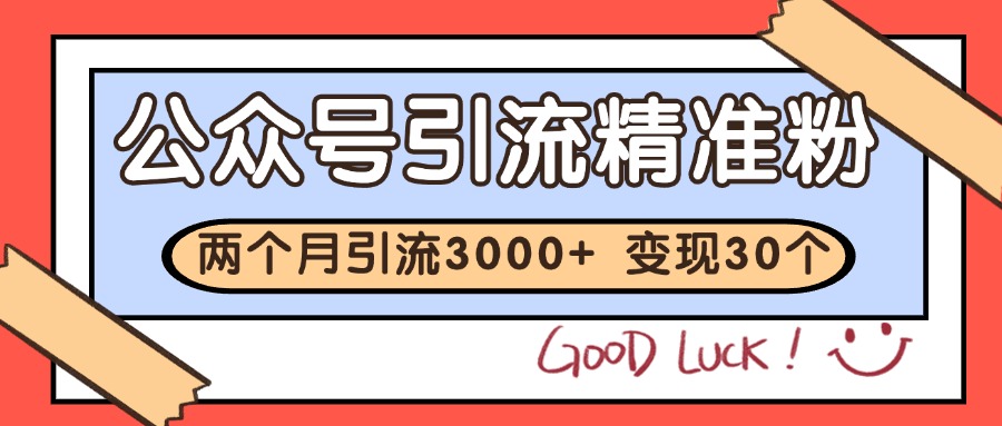 公众号精准粉引流玩法 2个月3000+精准粉 变现30万+-藏宝阁
