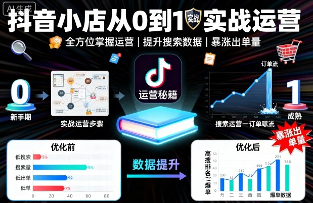 抖音小店从0到1实战运营，帮你全方位掌握小店运营，提升搜索数据与出单量-藏宝阁