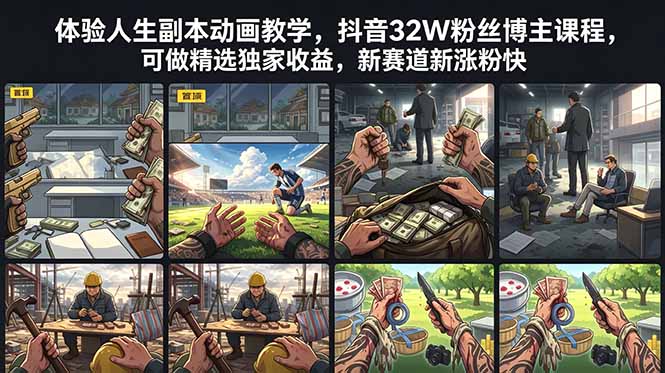 体验人生副本动画教学， 抖音32W粉丝博主课程，可做精选独家收益，新赛道新涨粉快-藏宝阁