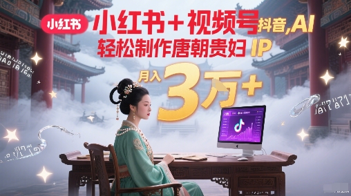 小红书+视频号+抖音，AI轻松制作唐朝贵妇IP，每天30分钟，轻松产出N条，月入3W+-藏宝阁