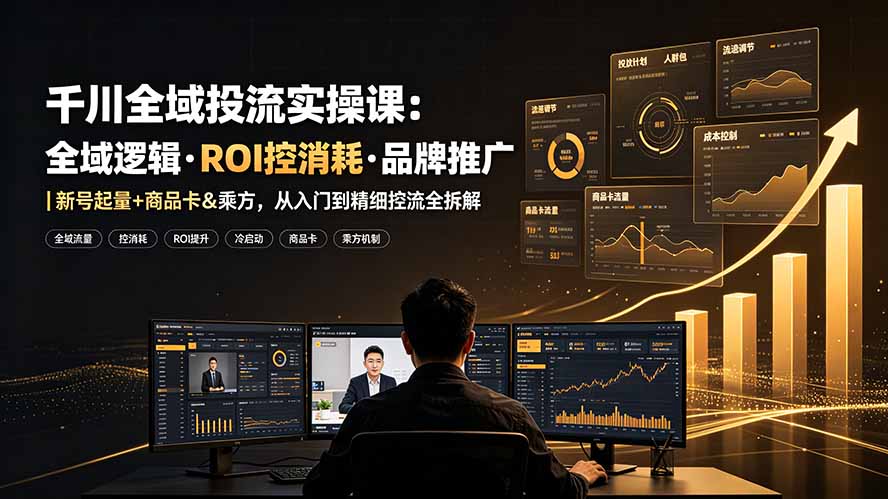 千川全域投流实操课：全域逻辑·ROI控消耗·品牌推广｜新号起量+商品卡&乘方，从入门到精细控流全拆解-藏宝阁