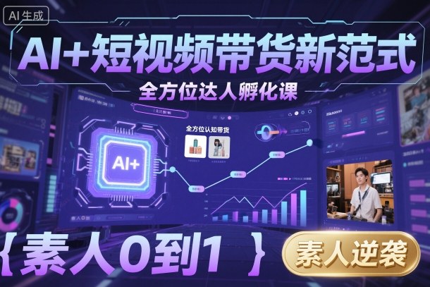 AI+短视频带货新范式全方位达人孵化课，素人也可以从0到1，全方位认知短视频带货-藏宝阁