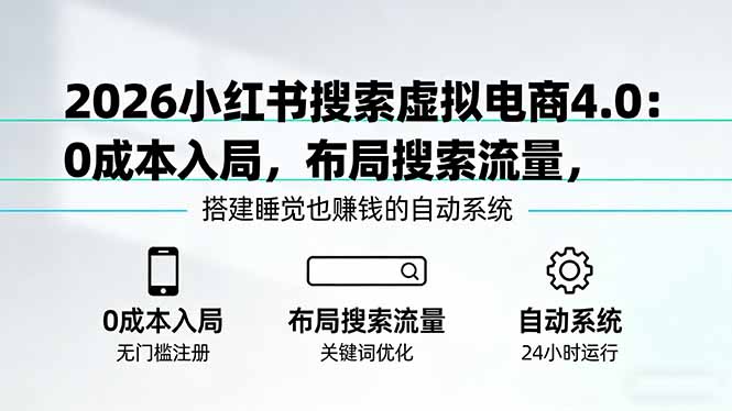 2026小红书搜索虚拟电商4.0：0成本入局，布局搜索流量，搭建睡觉也赚钱的自动系统-藏宝阁