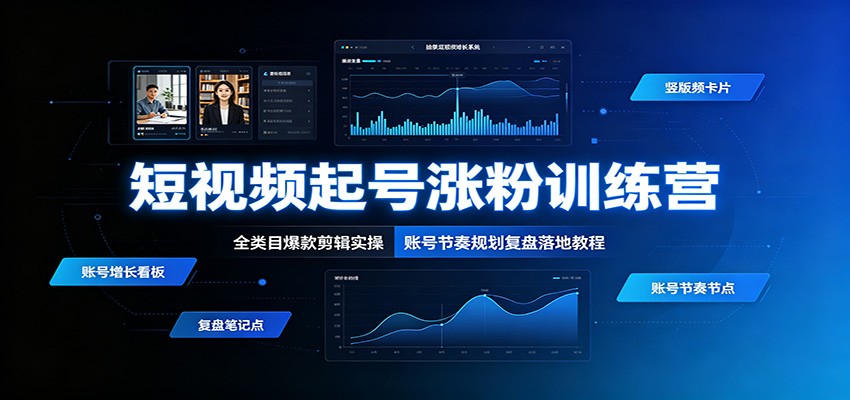 短视频起号涨粉训练营：全类目爆款剪辑实操，账号节奏规划复盘落地教程-藏宝阁