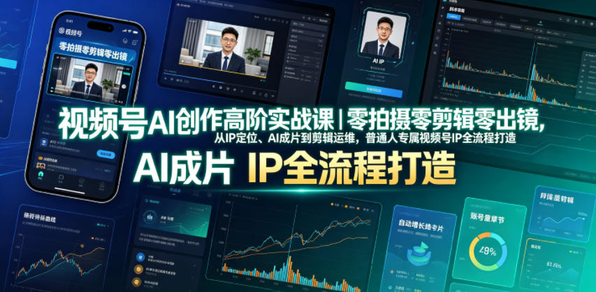 视频号AI创作高阶实战课｜零拍摄零剪辑零出镜，从IP定位、AI成片到剪辑运维，普通人专属视频号IP全流程打造-藏宝阁