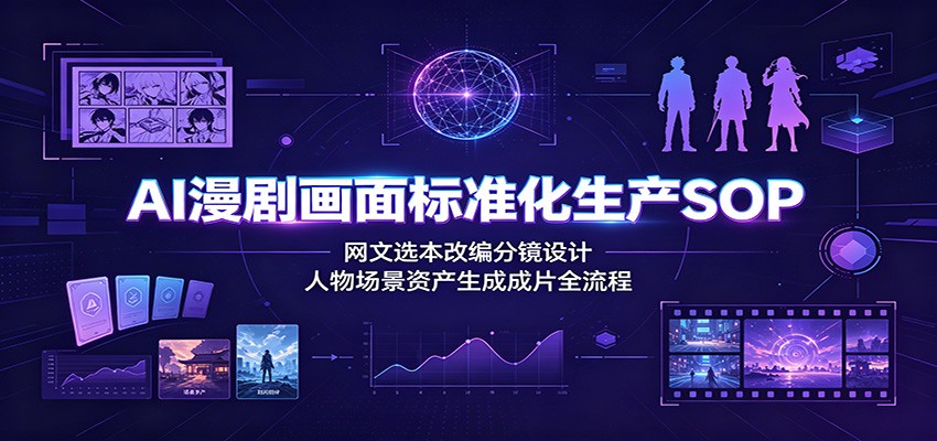 AI漫剧画面标准化生产SOP：网文选本改编分镜设计，人物场景资产生成成片全流程-藏宝阁