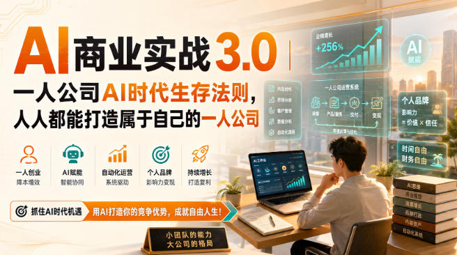 AI商业实战3.0｜一人公司AI时代生存法则，人人都能打造属于自己的一人公司-藏宝阁