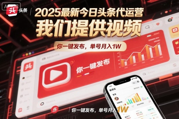 2025最新今日头条代运营，我们提供视频，你一键发布，单号月入1W【揭秘】-藏宝阁