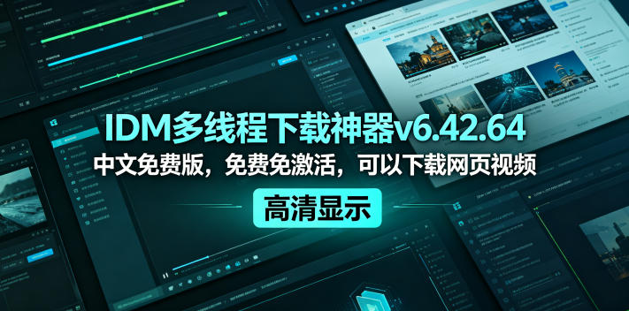 IDM多线程下载神器v6.42.64中文免费版，免费免激活，可以下载网页视频(例如飞书文档内的视频)-藏宝阁