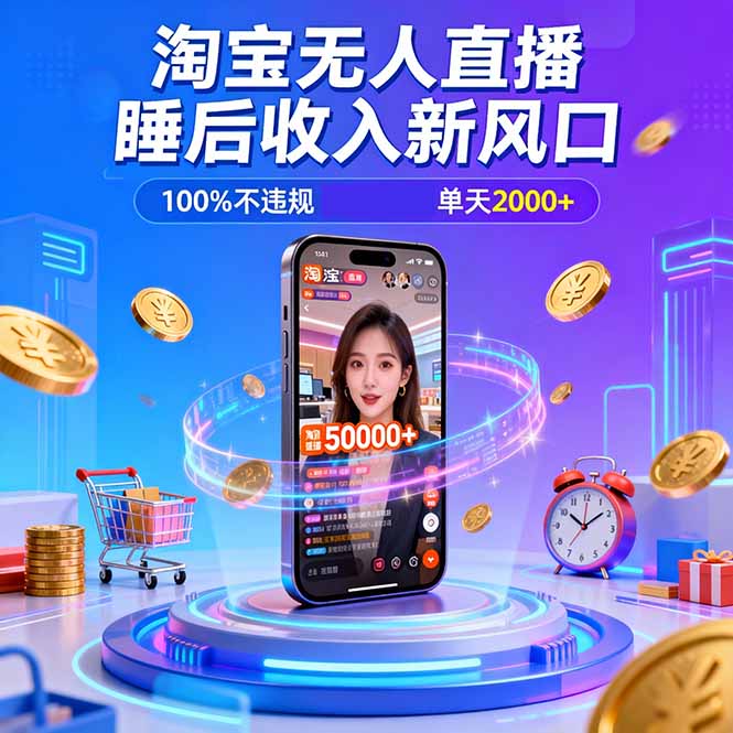 淘宝无人直播，不违规不封号，直播100小时卖了5万，年底旺季！-藏宝阁