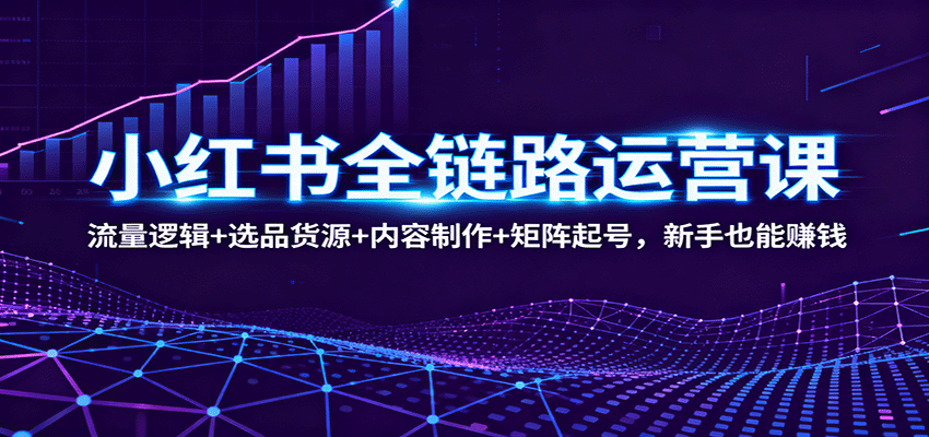 小红书全链路运营课：流量逻辑+选品货源+内容制作+矩阵起号，新手也能赚钱-藏宝阁