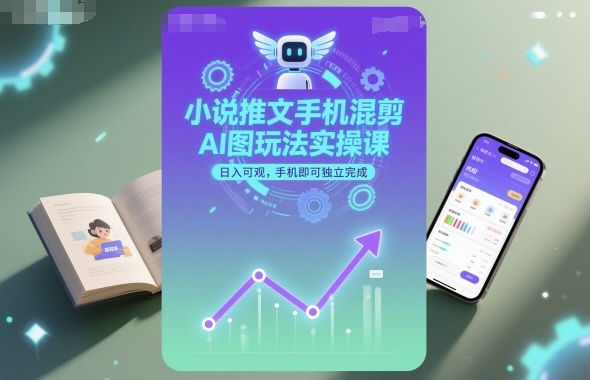 小说推文手机混剪AI图玩法实操课，日入可观，手机即可独立完成-藏宝阁