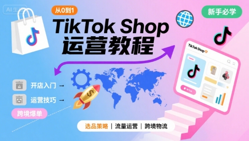 TikTok Shop从0到1运营教程，TikTok跨境电商新手必学课程-藏宝阁