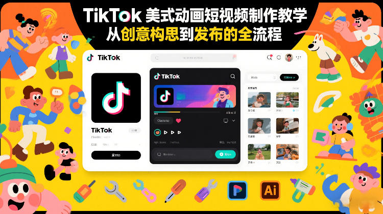 TikTok美式动画短视频制作教学，从创意构思到发布的全流程-藏宝阁