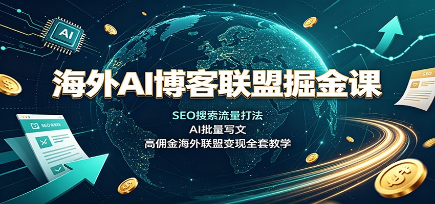 海外AI博客联盟掘金课：SEO搜索流量打法，AI批量写文，高佣金海外联盟变现全套教学-藏宝阁