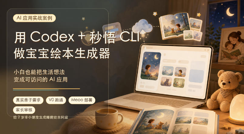 AI应用实战案例，用Codex+秒悟CLl做宝宝绘本生成器，小白也能把生活想法变成可访问的AI应用-藏宝阁
