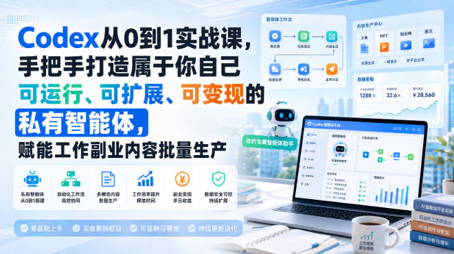 Codex从0到1实战课，手把手打造属于你自己可运行、可扩展、可变现的私有智能体，赋能工作副业内容批量生产-藏宝阁