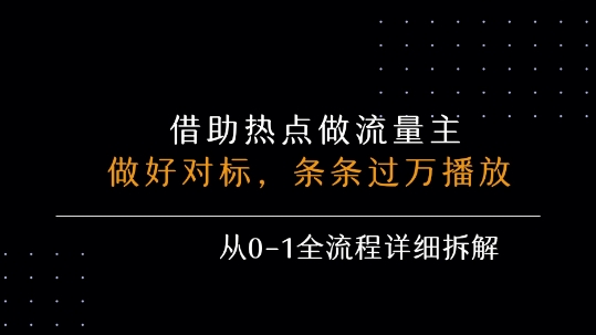 借力热点，乘顺风车玩流量主，条条过万播放， 每月收益5k+，从0-1全流程详细拆解-藏宝阁