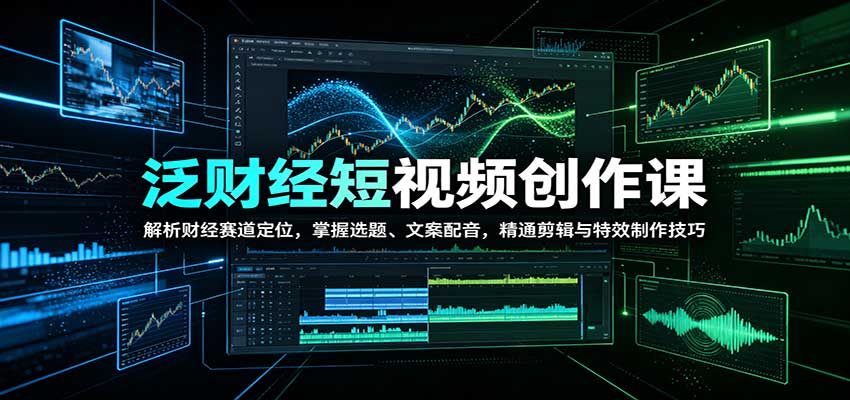 泛财经短视频创作课：解析财经赛道定位，掌握选题、文案配音，精通剪辑与特效制作技巧-藏宝阁