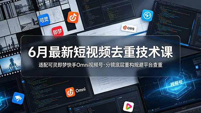 6月最新短视频去重技术课，适配可灵即梦快手Omni视频号，分镜底层重构规避平台查重-藏宝阁