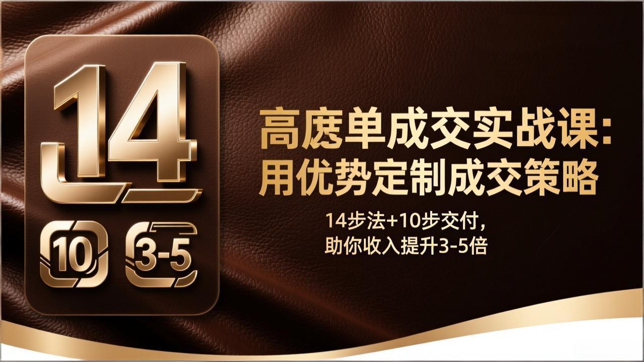 高客单成交实战课：用优势定制成交策略，14步法+10步交付，助你收入提升3-5倍-藏宝阁