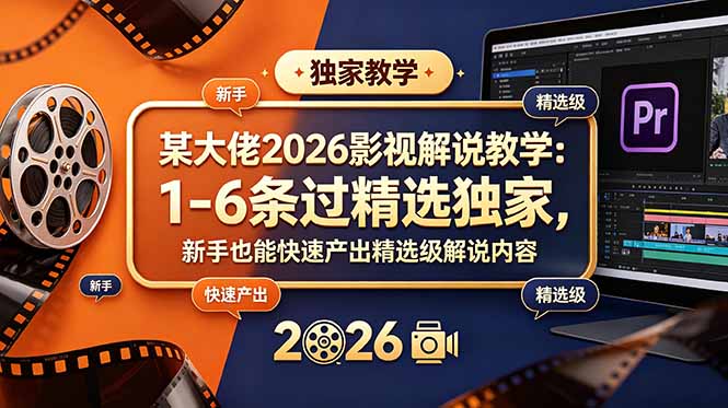 某大佬2026影视解说教学：1-6条过精选独家，新手也能快速产出精选级解说内容-藏宝阁