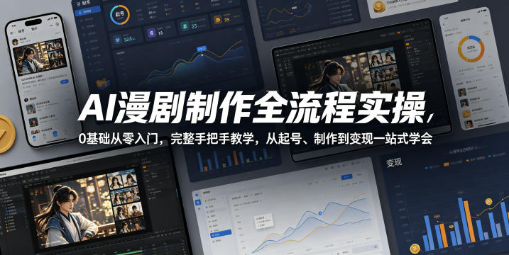 AI漫剧制作全流程实操，0基础从零入门，完整手把手教学，从起号、制作到变现一站式学会-藏宝阁