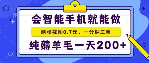 2025年零撸手机项目，二十秒一单，纯薅羊毛，一天200+做就有【揭秘】-藏宝阁