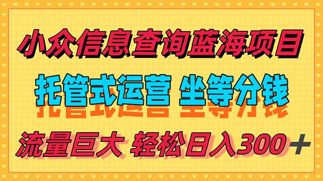 稳定日入300＋，小众信息查询蓝海项目，全程懒人式托管，解放你的时间-藏宝阁