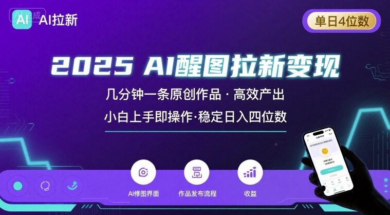 2025最强AI醒图拉新，几分钟一条原创作品，单日收入4位数，小白也能上手操作-藏宝阁