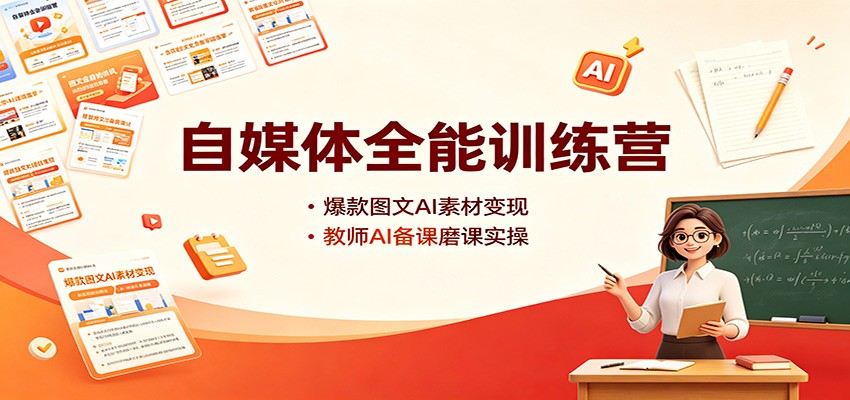 自媒体全能训练营：爆款图文AI素材变现，教师AI备课磨课实操-藏宝阁