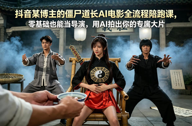 抖音某博主的僵尸道长AI电影全流程陪跑课，零基础也能当导演，用AI拍出你的专属大片-藏宝阁