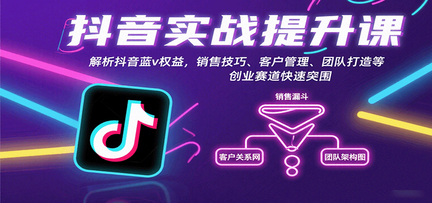 抖音实战提升课：解析抖音蓝v权益，销售技巧、客户管理、团队打造等创业赛道快速突围-藏宝阁