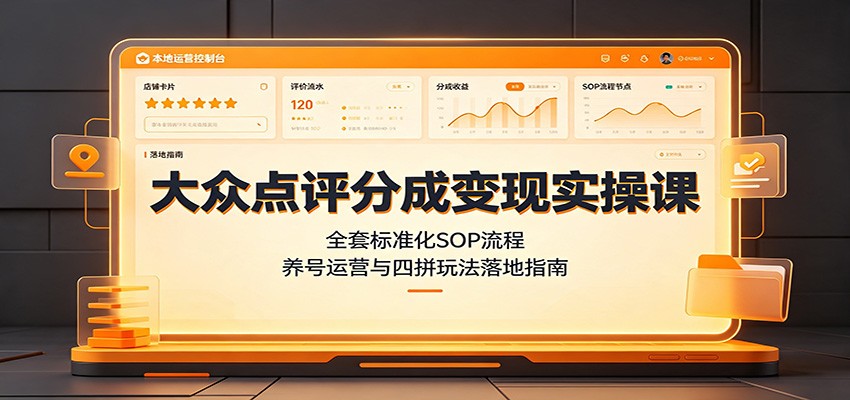 大众点评分成变现实操课：全套标准化SOP流程，养号运营与四拼玩法落地指南-藏宝阁