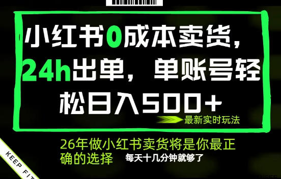 小红书0成本AI卖货，24小时出单，全流程托管，保底日入500+，每天十几分钟就够了【揭秘】-藏宝阁