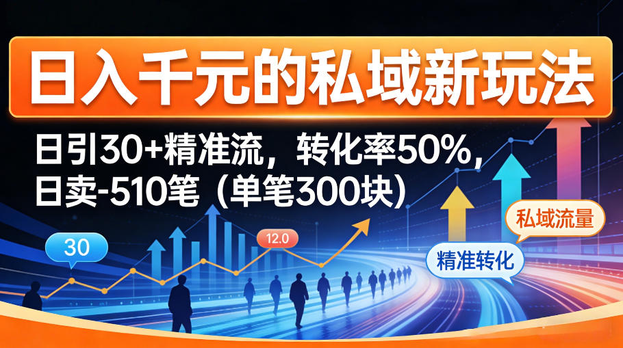 日入千米的私域新玩法：日引30＋精准流，转化率50%，日卖5-10笔(单笔300米)-藏宝阁